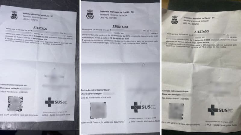 Patrão fica desconfiado após receber nove atestados em Itajaí